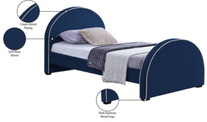 Brody Velvet / Engineered Wood / Foam Contemporary Navy Velvet Twin Bed - 44" W x 83" D x 39" H