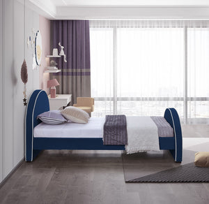 Brody Velvet / Engineered Wood / Foam Contemporary Navy Velvet Twin Bed - 44" W x 83" D x 39" H