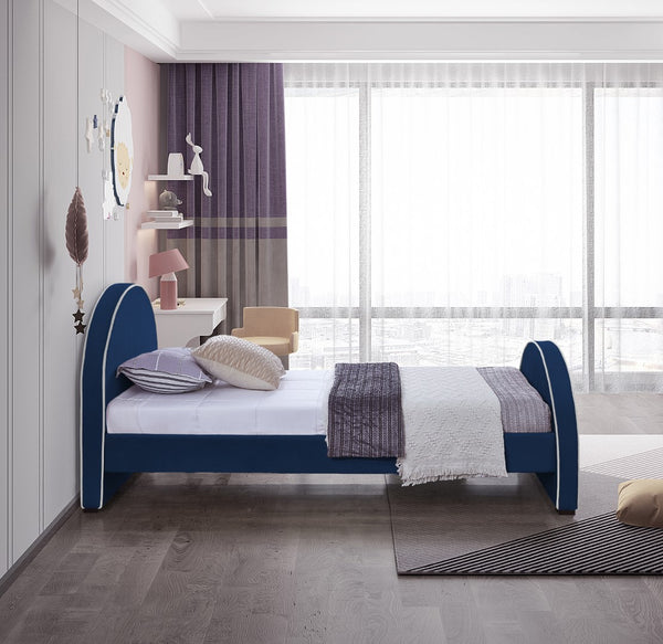 Brody Velvet / Engineered Wood / Foam Contemporary Navy Velvet Twin Bed - 44" W x 83" D x 39" H