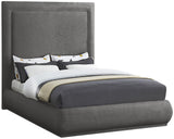 Brooke Linen Textured Fabric / Engineered Wood / Foam Mid Century Modern Grey Linen Textured Fabric King Bed - 85.5" W x 89" D x 72"H