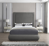 Brooke Linen Textured Fabric / Engineered Wood / Foam Mid Century Modern Grey Linen Textured Fabric King Bed - 85.5" W x 89" D x 72"H