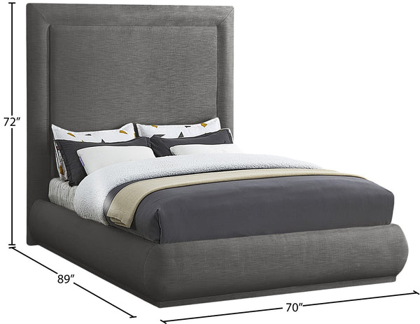 Brooke Linen Textured Fabric / Engineered Wood / Foam Mid Century Modern Grey Linen Textured Fabric Queen Bed - 70" W x 89" D x 72" H