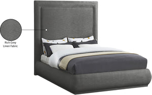 Brooke Linen Textured Fabric / Engineered Wood / Foam Mid Century Modern Grey Linen Textured Fabric Queen Bed - 70" W x 89" D x 72" H