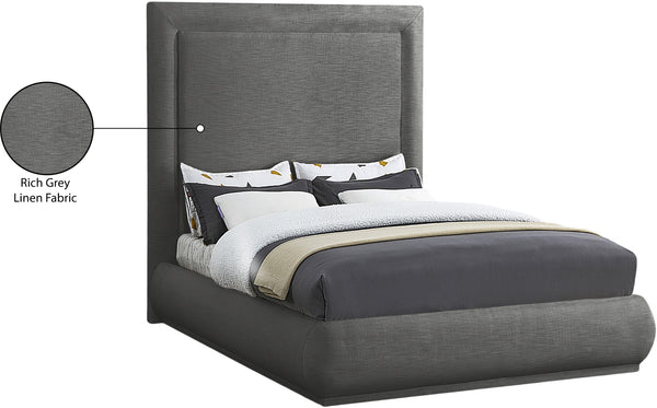 Brooke Linen Textured Fabric / Engineered Wood / Foam Mid Century Modern Grey Linen Textured Fabric Queen Bed - 70" W x 89" D x 72" H