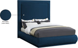 Brooke Linen Textured Fabric / Engineered Wood / Foam Mid Century Modern Navy Linen Textured Fabric King Bed - 85.5" W x 89" D x 72"H