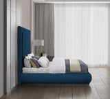 Brooke Linen Textured Fabric / Engineered Wood / Foam Mid Century Modern Navy Linen Textured Fabric King Bed - 85.5" W x 89" D x 72"H