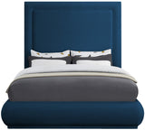 Brooke Linen Textured Fabric / Engineered Wood / Foam Mid Century Modern Navy Linen Textured Fabric Queen Bed - 70" W x 89" D x 72" H