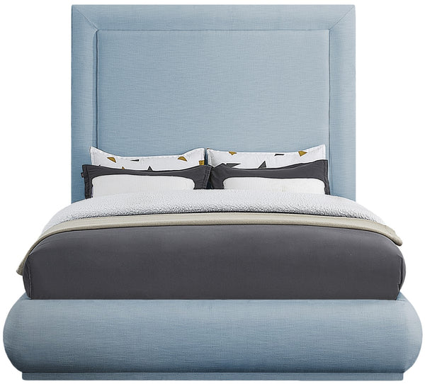 Brooke Linen Textured Fabric / Engineered Wood / Foam Mid Century Modern Light Blue Linen Textured Fabric King Bed - 85.5" W x 89" D x 72"H