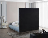 Brooke Linen Textured Fabric / Engineered Wood / Foam Mid Century Modern Light Blue Linen Textured Fabric King Bed - 85.5" W x 89" D x 72"H