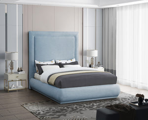 Brooke Linen Textured Fabric / Engineered Wood / Foam Mid Century Modern Light Blue Linen Textured Fabric Queen Bed - 70" W x 89" D x 72" H