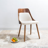 Anabelle Mid-Century Modern Dining/Accent Chair in Walnut and Cream Fabric by LumiSource