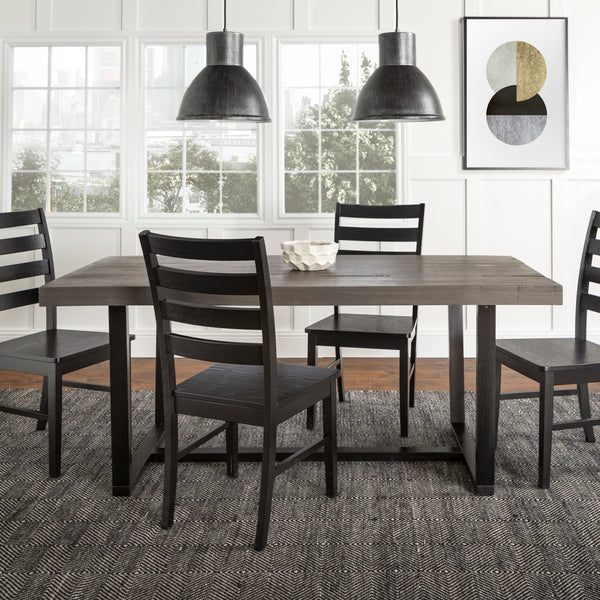 Walker Edison Farmhouse Dining Set Grey/Black
