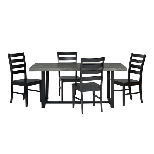 Walker Edison Farmhouse Dining Set Grey/Black