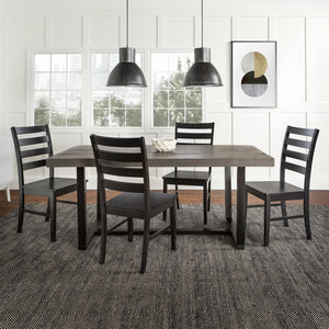 Walker Edison Farmhouse Dining Set Grey/Black