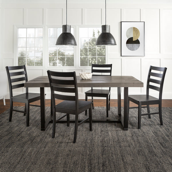 Walker Edison Farmhouse Dining Set Grey/Black