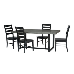 Walker Edison Farmhouse Dining Set Grey/Black
