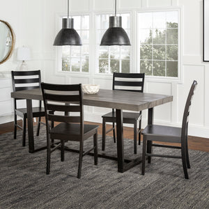 Walker Edison Farmhouse Dining Set Grey/Black