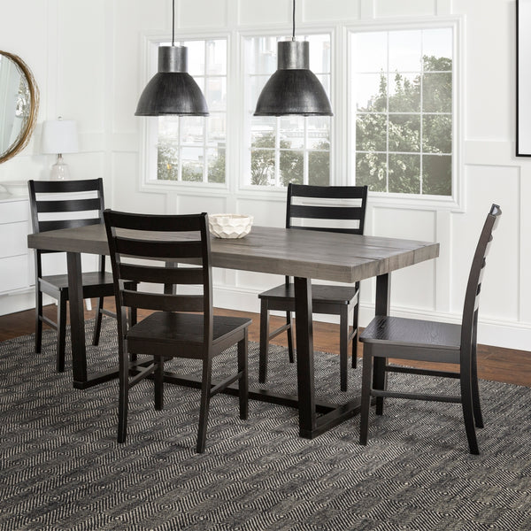 Walker Edison Farmhouse Dining Set Grey/Black