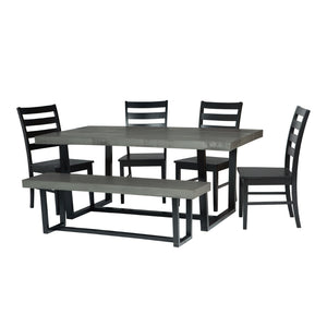 Walker Edison Farmhouse Dining Set Grey/Black
