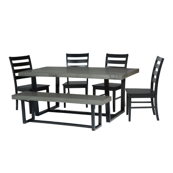 Walker Edison Farmhouse Dining Set Grey/Black