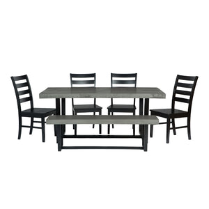 Walker Edison Farmhouse Dining Set Grey/Black