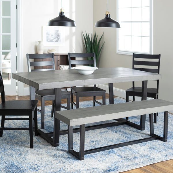 Walker Edison Farmhouse Dining Set Grey/Black