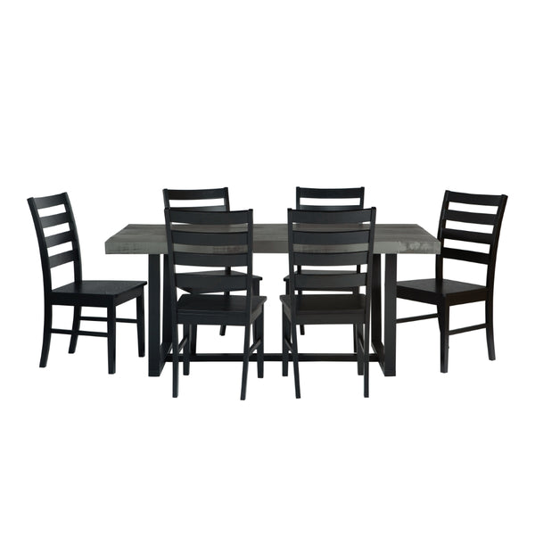 Walker Edison Farmhouse Dining Set Grey/Black