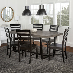 Walker Edison Farmhouse Dining Set Grey/Black