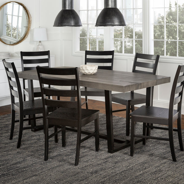 Walker Edison Farmhouse Dining Set Grey/Black