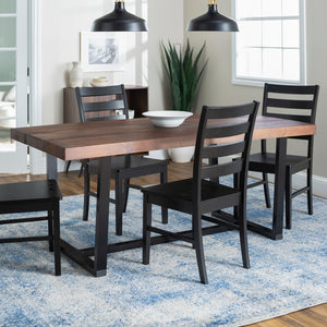 Walker Edison Farmhouse Dining Set Mahogany/Black