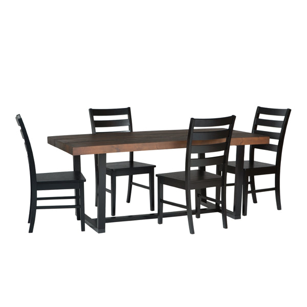 Walker Edison Farmhouse Dining Set Mahogany/Black