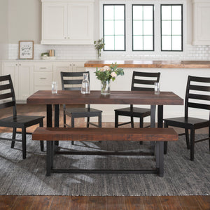 Walker Edison Farmhouse Dining Set Mahogany/Black