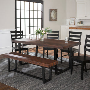 Walker Edison Farmhouse Dining Set Mahogany/Black