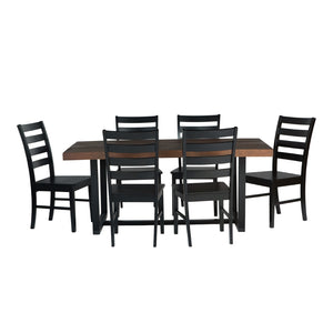 Walker Edison Farmhouse Dining Set Mahogany/Black