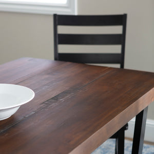 Walker Edison Farmhouse Dining Set Mahogany/Black