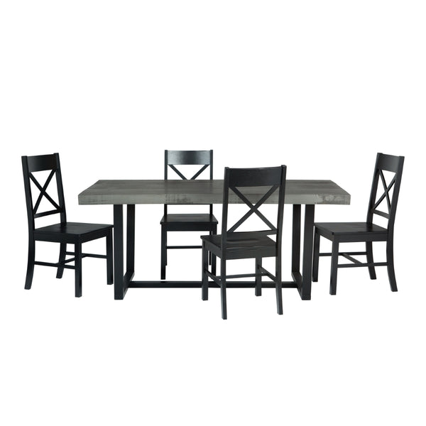 Walker Edison Farmhouse Dining Set Grey/Black