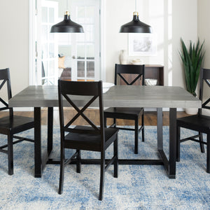 Walker Edison Farmhouse Dining Set Grey/Black