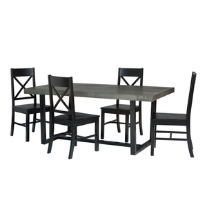 Walker Edison Farmhouse Dining Set Grey/Black