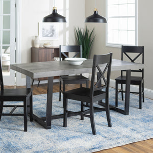 Walker Edison Farmhouse Dining Set Grey/Black