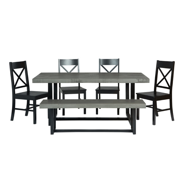 Walker Edison Farmhouse Dining Set Grey/Black