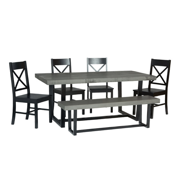 Walker Edison Farmhouse Dining Set Grey/Black