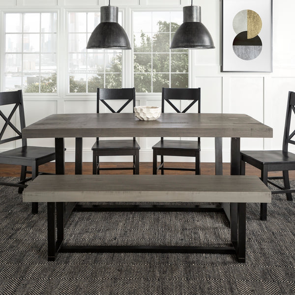 Walker Edison Farmhouse Dining Set Grey/Black