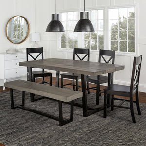 Walker Edison Farmhouse Dining Set Grey/Black