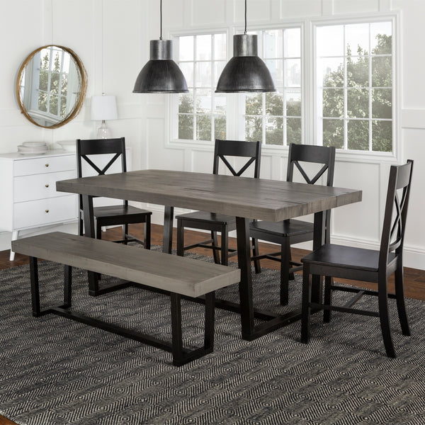 Walker Edison Farmhouse Dining Set Grey/Black