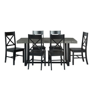 Walker Edison Farmhouse Dining Set Grey/Black
