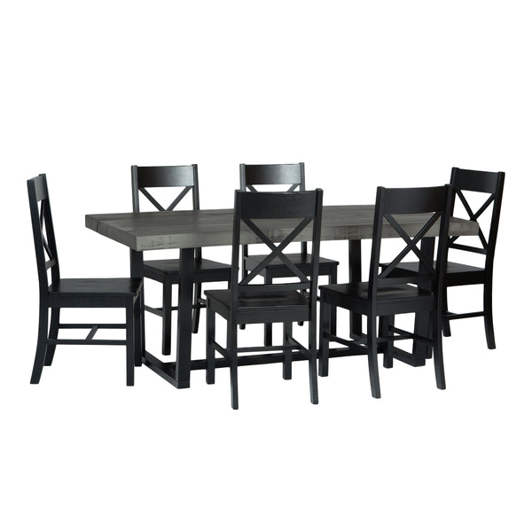 Walker Edison Farmhouse Dining Set Grey/Black