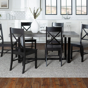 Walker Edison Farmhouse Dining Set Grey/Black