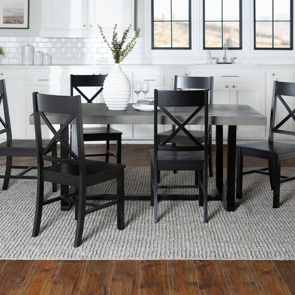Walker Edison Farmhouse Dining Set Grey/Black