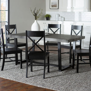 Walker Edison Farmhouse Dining Set Grey/Black