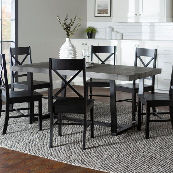Walker Edison Farmhouse Dining Set Grey/Black